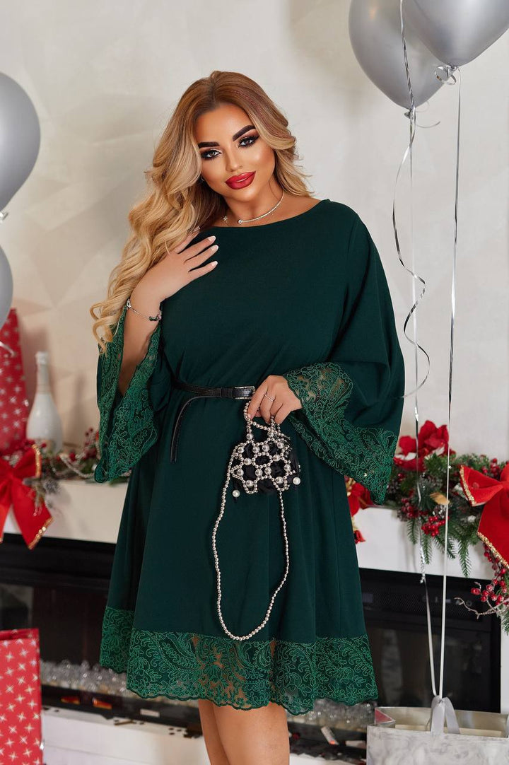 Вечерна рокля в свободна кройка с колан - Twiggy Shop