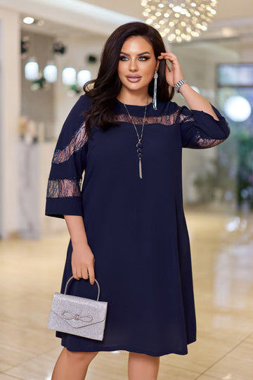 Рокля в свободна кройка с мрежа - Twiggy Shop