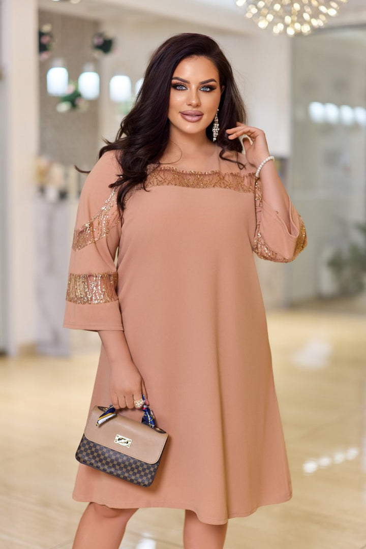 Рокля в свободна кройка с мрежа - Twiggy Shop