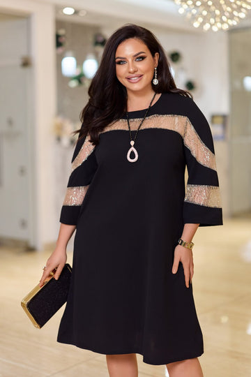 Рокля в свободна кройка с мрежа - Twiggy Shop