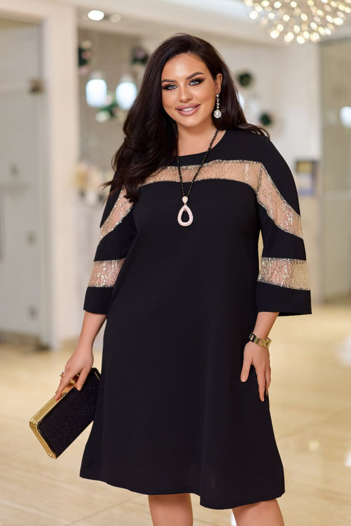 Рокля в свободна кройка с мрежа - Twiggy Shop