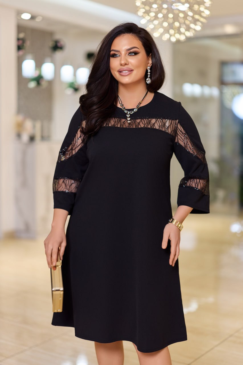 Рокля в свободна кройка с мрежа - Twiggy Shop