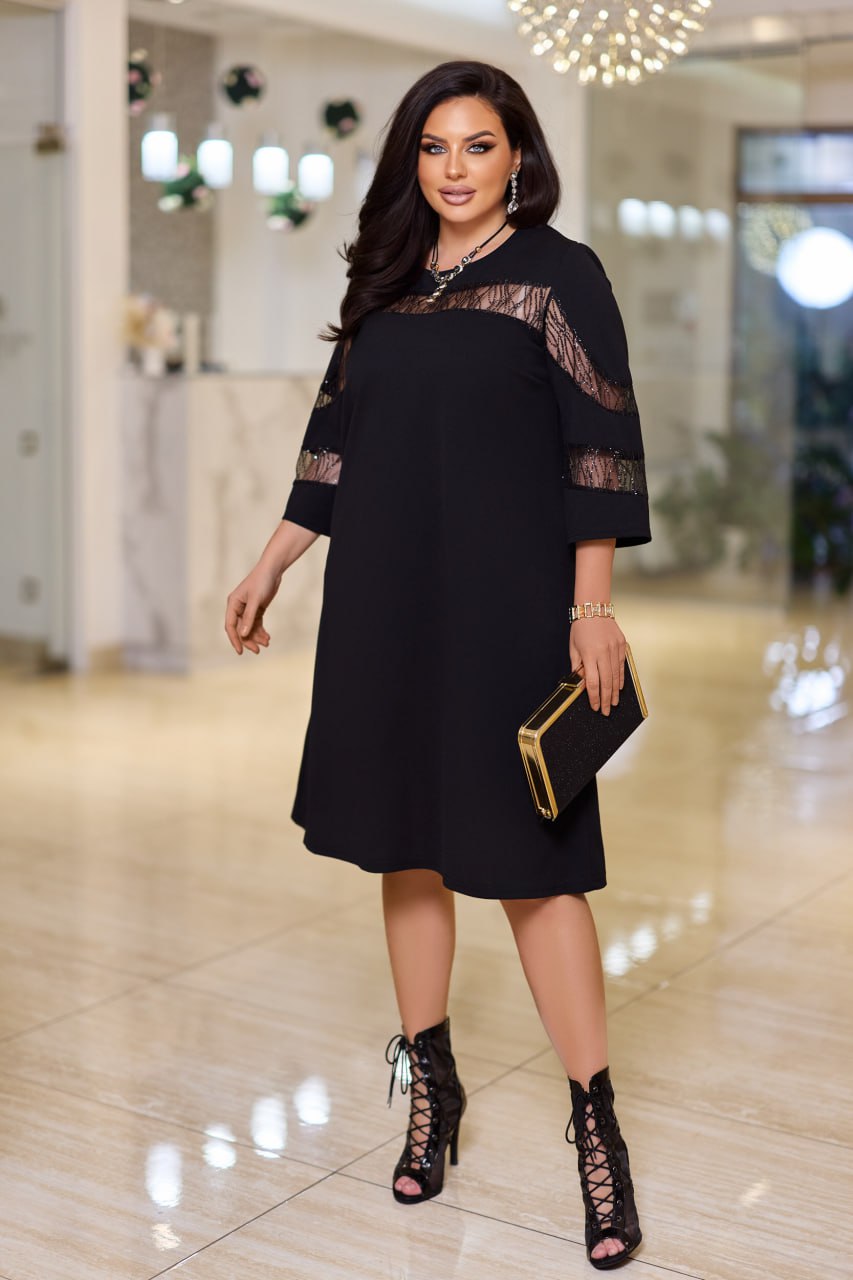 Рокля в свободна кройка с мрежа - Twiggy Shop