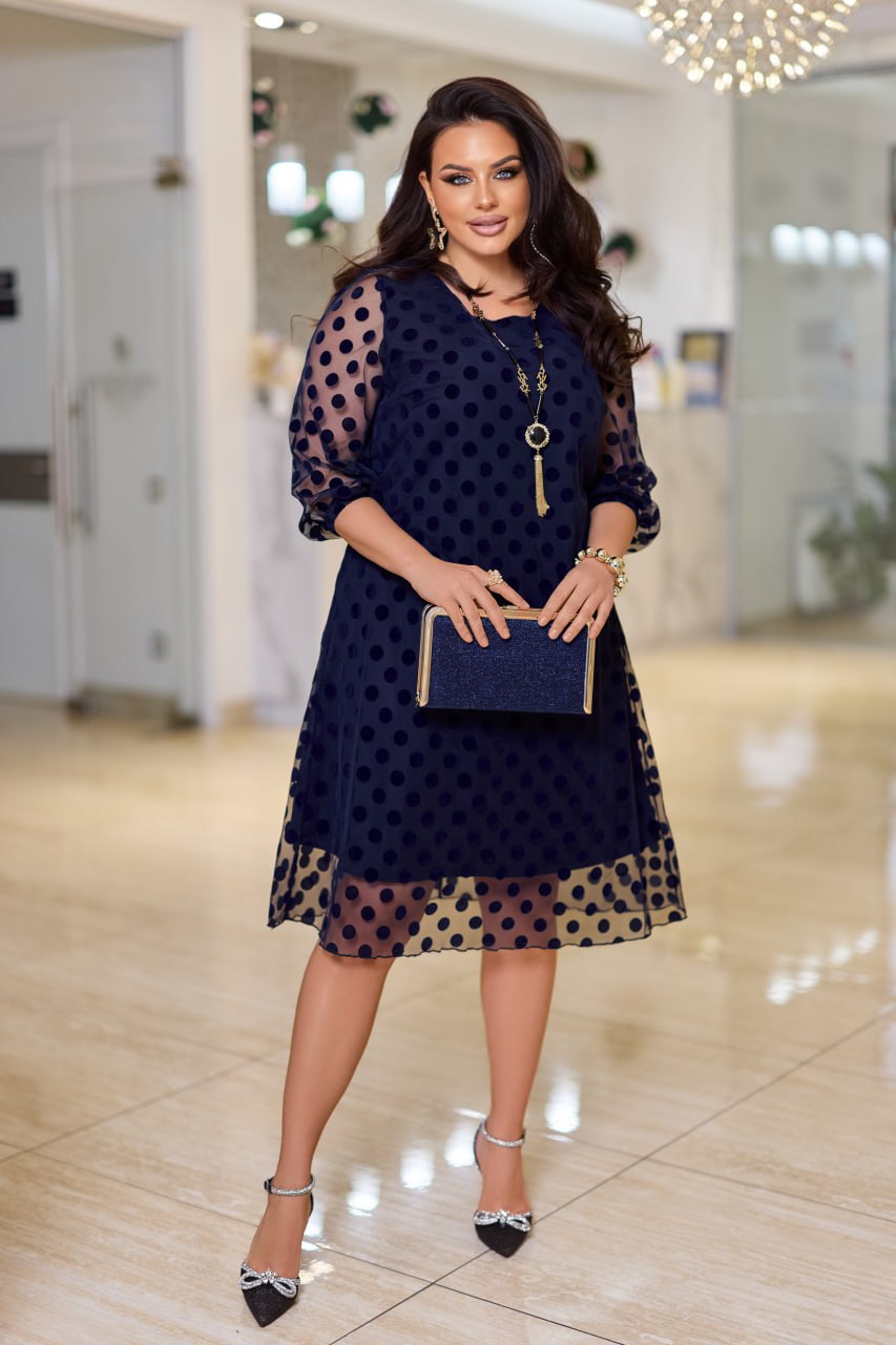 Рокля в свободна кройка с мрежа - Twiggy Shop