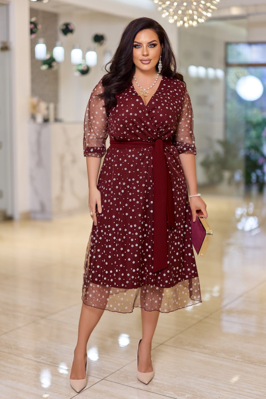 Вечерна рокля с блестяща мрежа - Twiggy Shop