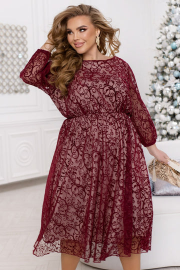 Вечерна рокля от тюл с флок - Twiggy Shop