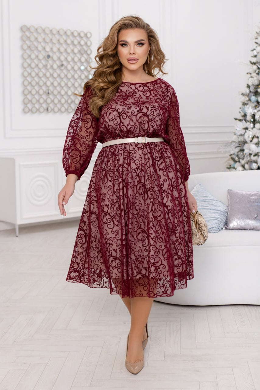 Вечерна рокля от тюл с флок - Twiggy Shop