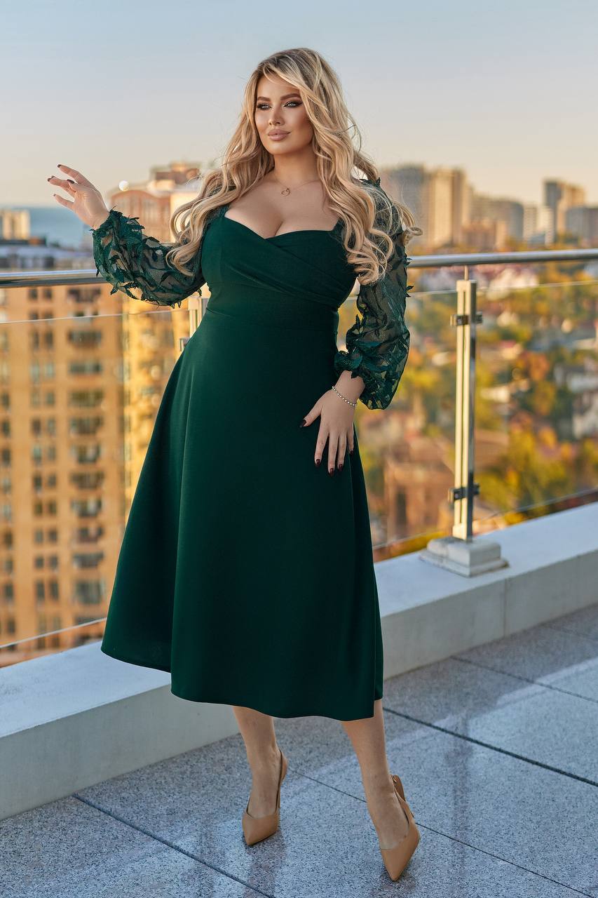 Миди рокля с мрежа