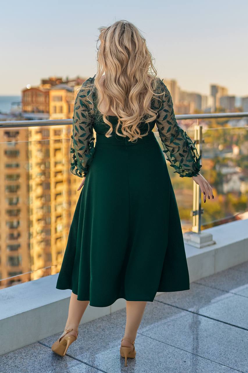 Миди рокля с мрежа