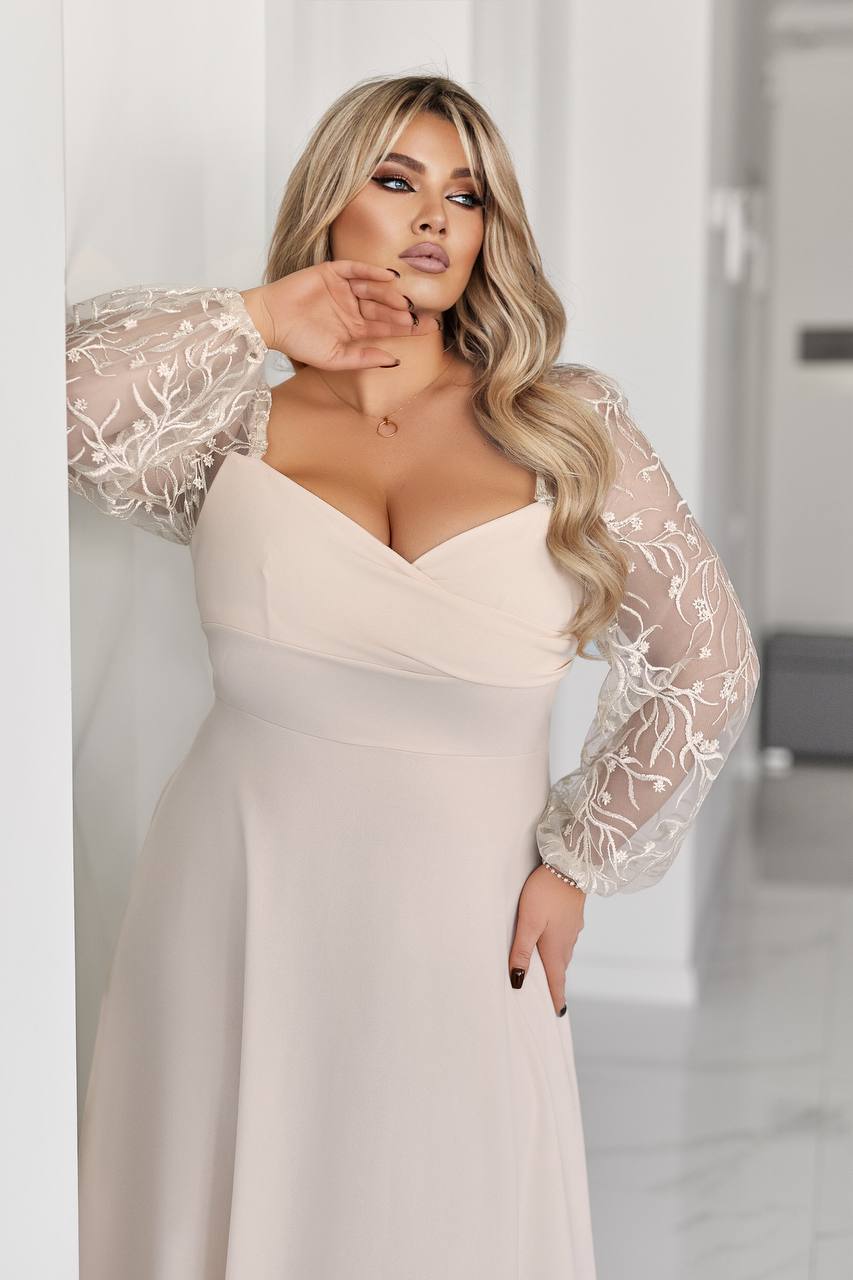 Миди рокля с мрежа