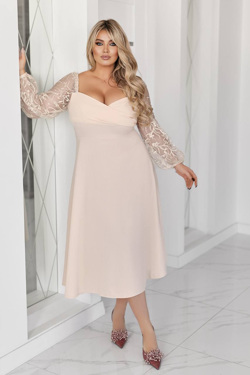 Миди рокля с мрежа