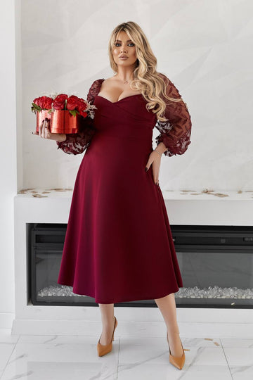 Миди рокля с мрежа