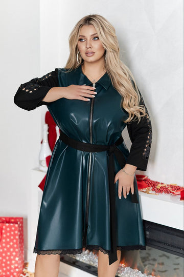 Асиметрична кожена рокля