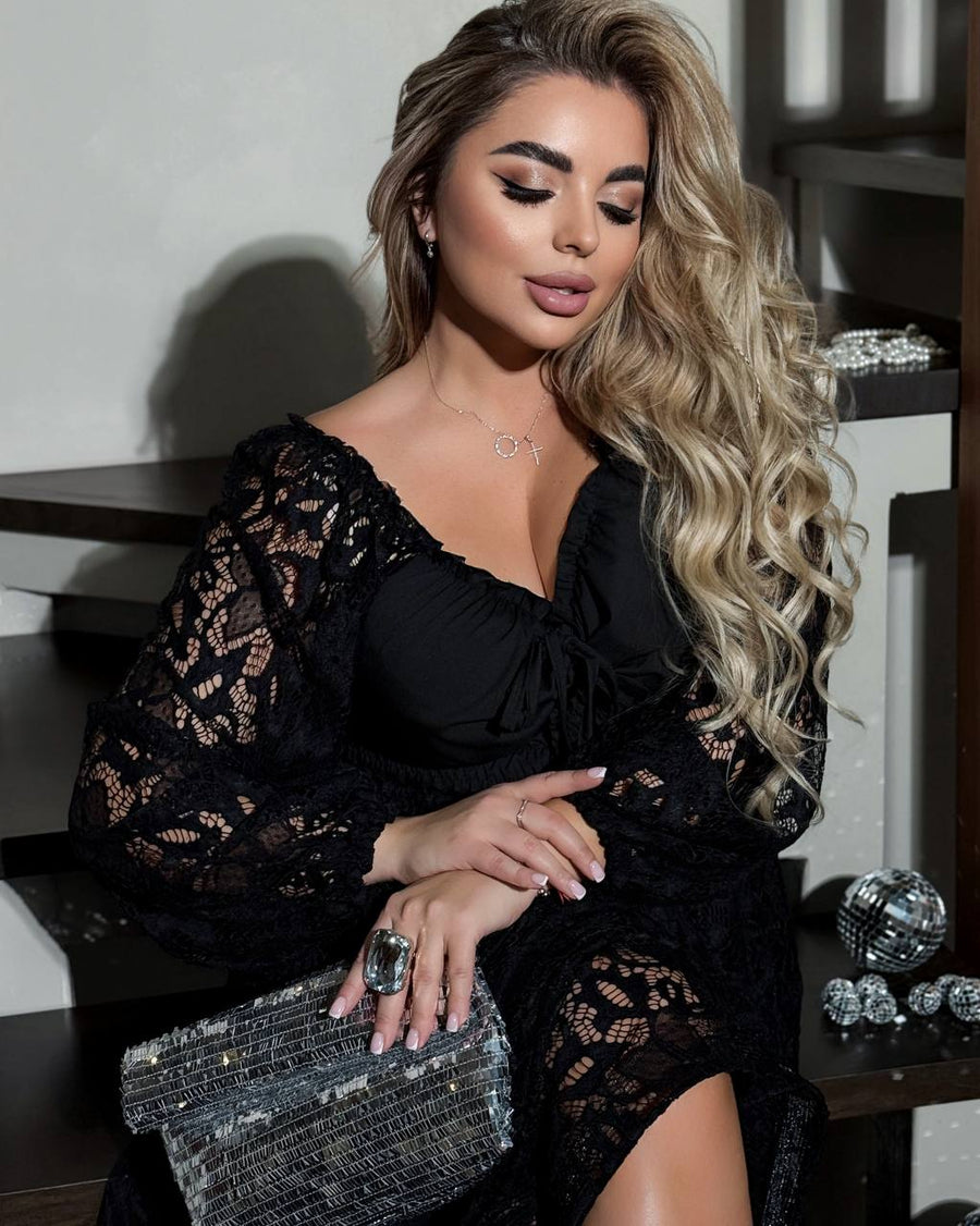 Дантелена миди рокля