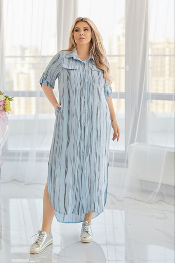 Рокля тип риза с камъни - Twiggy Shop