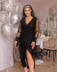 Shiny dress with mesh sleeves  - Twiggy Shop