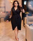 Къса рокля с мрежести ръкави - Twiggy Shop