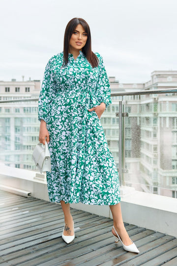 Рокля в свободна кройка на цветя