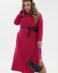 Knit midi dress with belt - Twiggy Shop