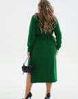 Knit midi dress with belt - Twiggy Shop