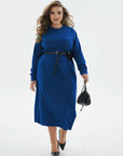 Knit midi dress with belt - Twiggy Shop