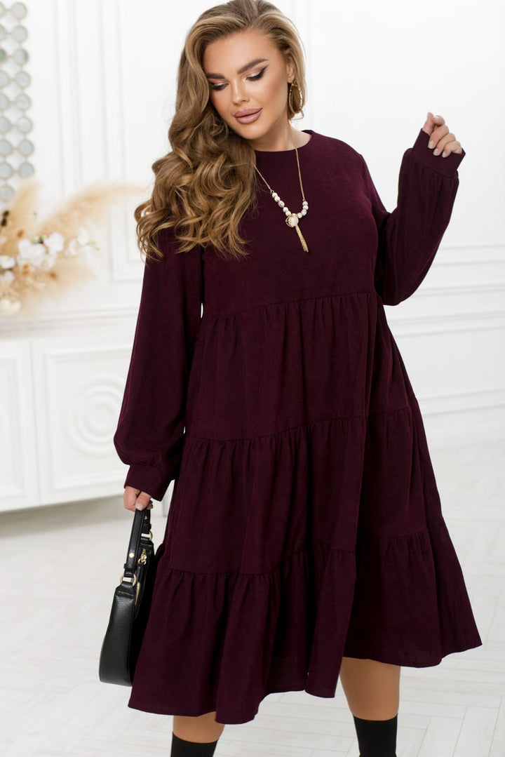 Рокля от рипсено кадифе с волани - Twiggy Shop