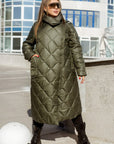 Long nylon coat with a zipper  - Twiggy Shop