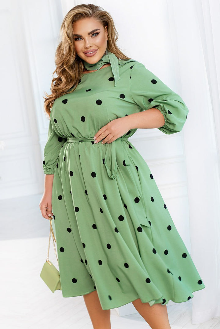 Рокля в миди дължина на точки - Twiggy Shop