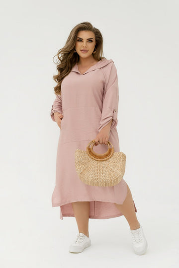 Рокля от лен с качулка - Twiggy Shop