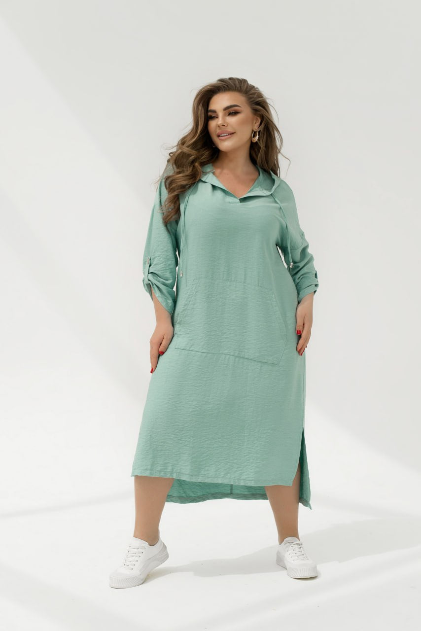 Рокля от лен с качулка - Twiggy Shop