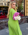 Дълга крепирана рокля