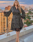 Принтирана рокля с дантела