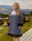Къса рокля с дантела и камъни - Twiggy Shop