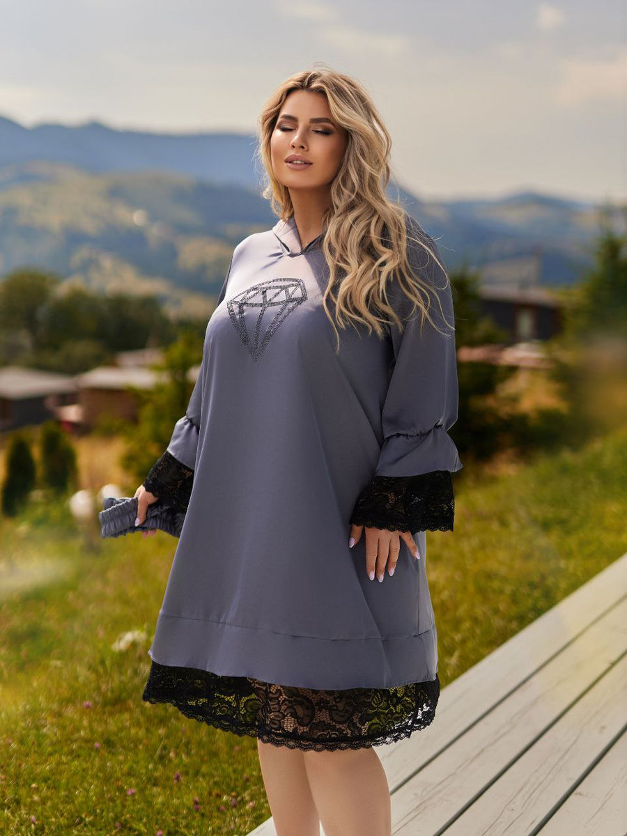 Къса рокля с дантела и камъни - Twiggy Shop