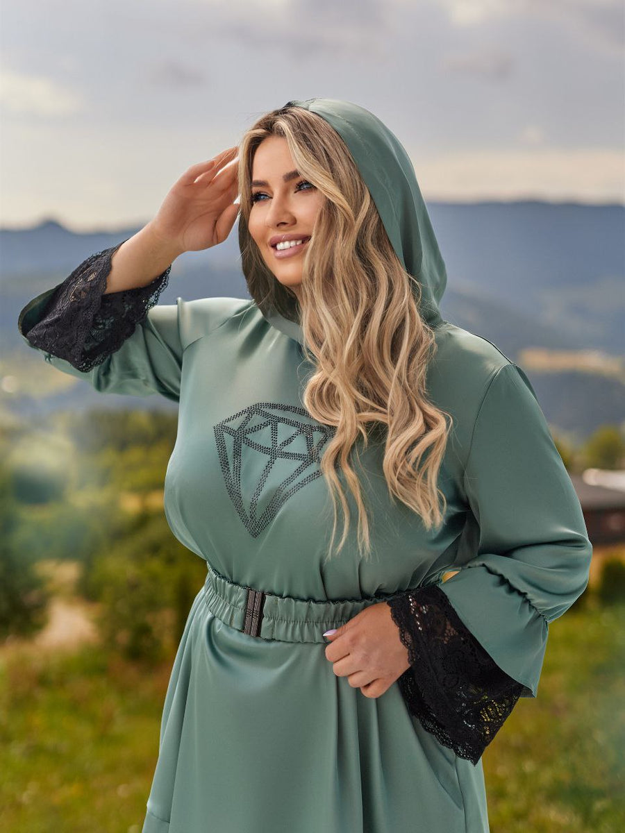 Къса рокля с дантела и камъни - Twiggy Shop