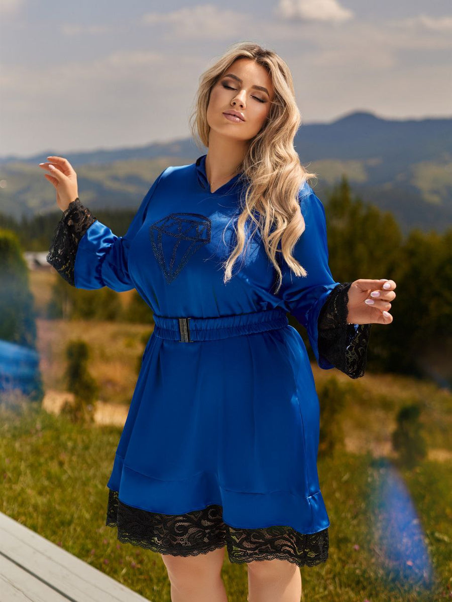 Къса рокля с дантела и камъни - Twiggy Shop