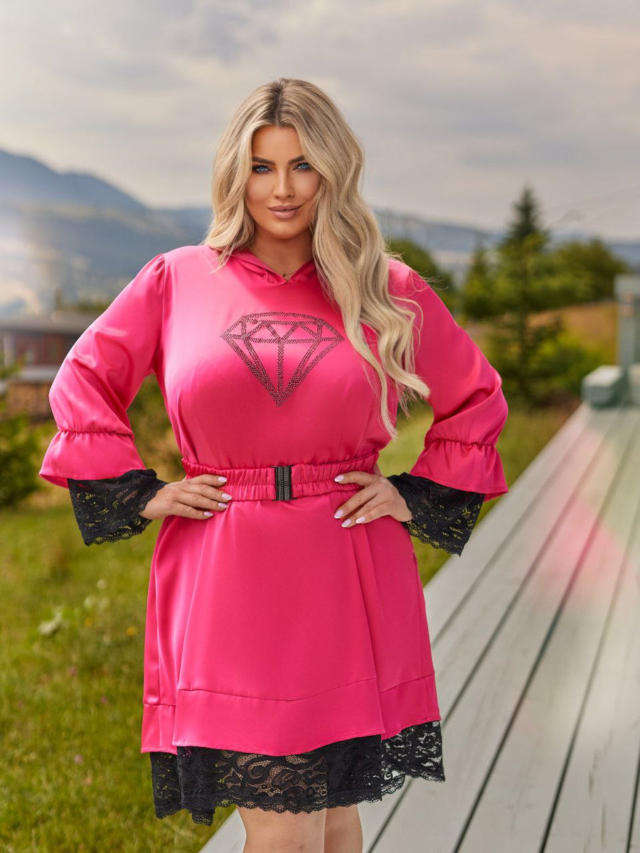 Къса рокля с дантела и камъни - Twiggy Shop