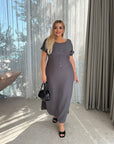 Рокля в права кройка с бродерия - Twiggy Shop