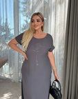 Рокля в права кройка с бродерия - Twiggy Shop