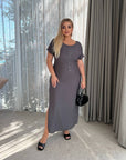 Рокля в права кройка с бродерия - Twiggy Shop