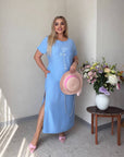 Рокля в права кройка с бродерия - Twiggy Shop