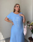 Рокля в права кройка с бродерия - Twiggy Shop