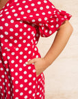 Рокля от ленена смес на точки - Twiggy Shop