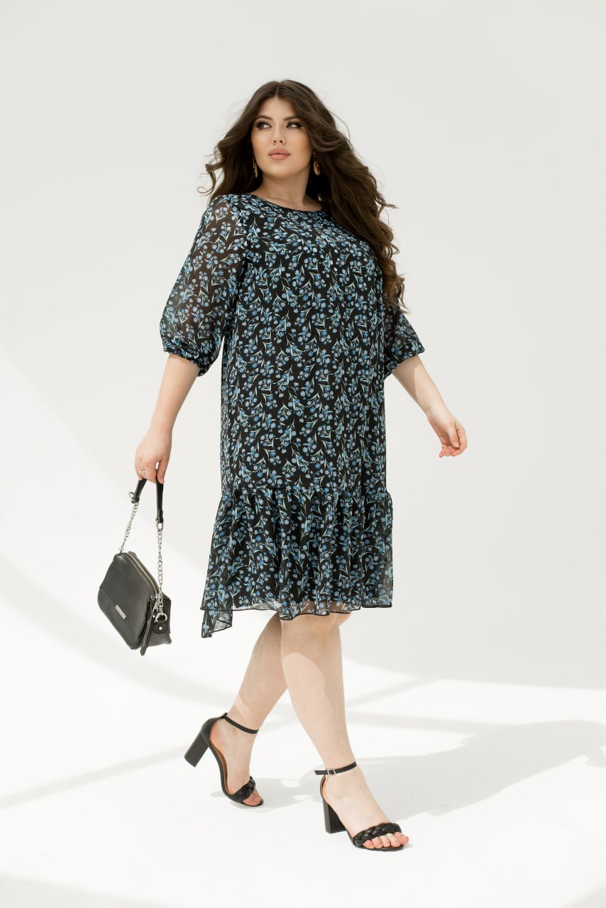 Рокля от шифон с волани - Twiggy Shop