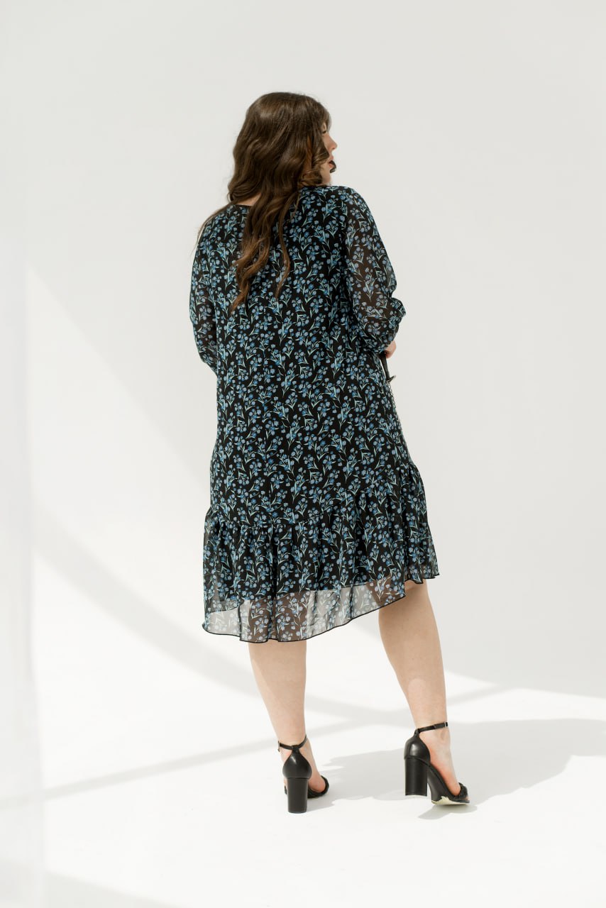 Рокля от шифон с волани - Twiggy Shop