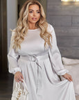 Разкроена рокля с колан - Twiggy Shop