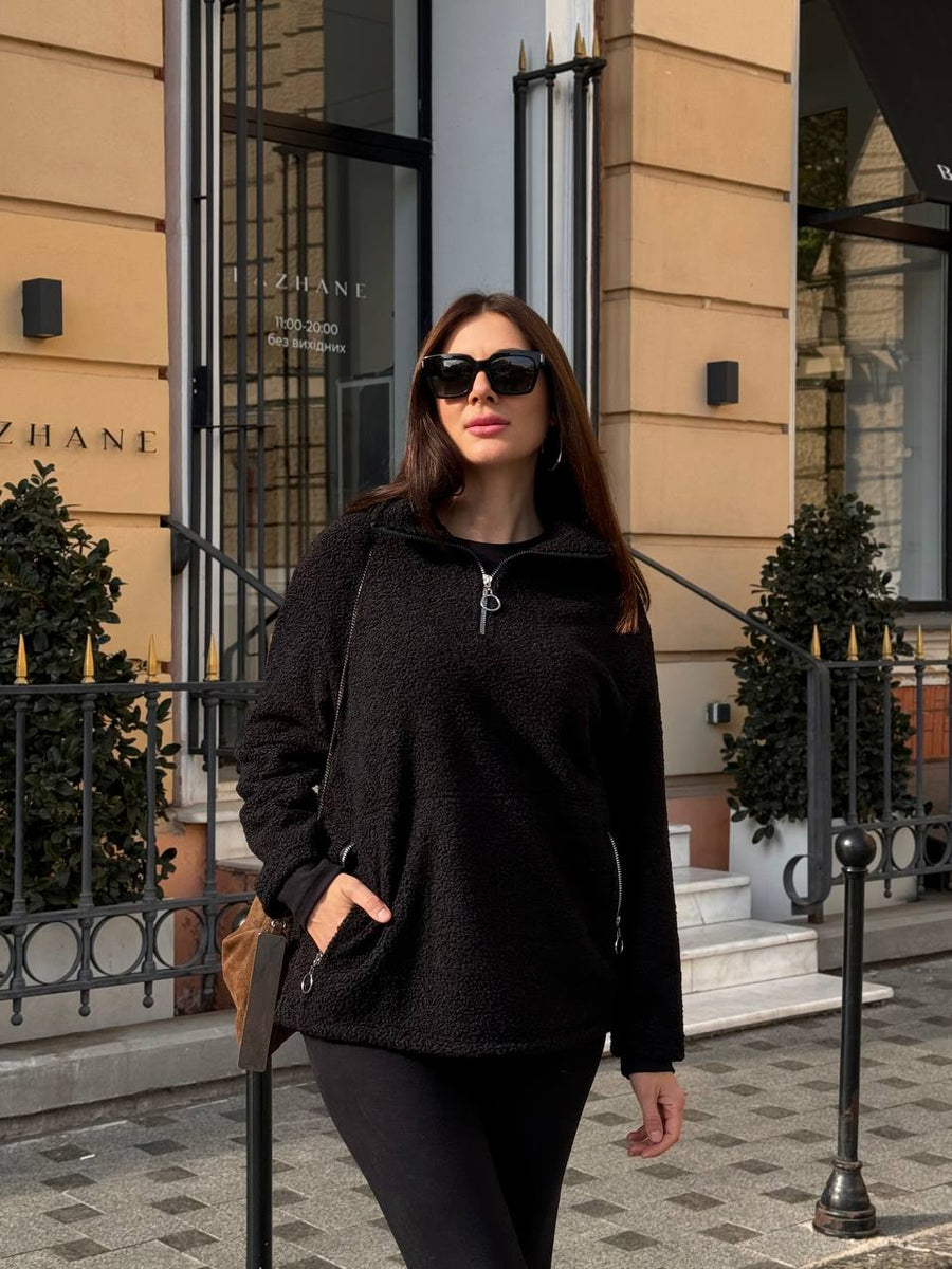 Топъл пуловер с цип