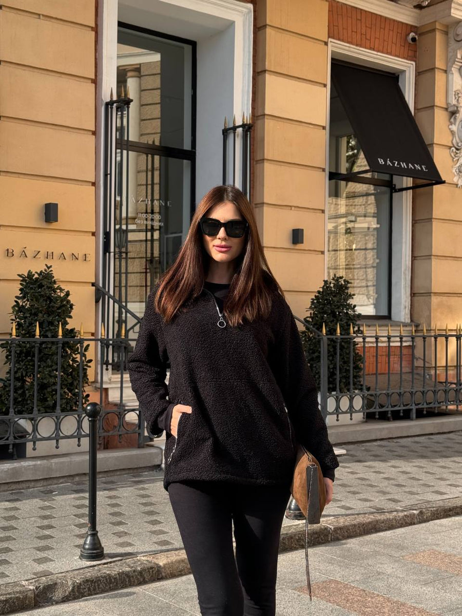 Топъл пуловер с цип