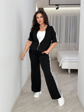 Комплект от трикотаж с ленти отстрани - Twiggy Shop