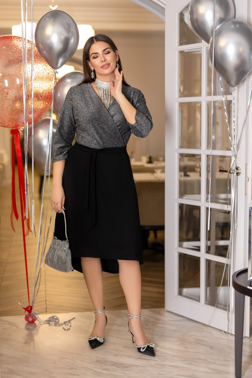 Комбинирана рокля с лурекс